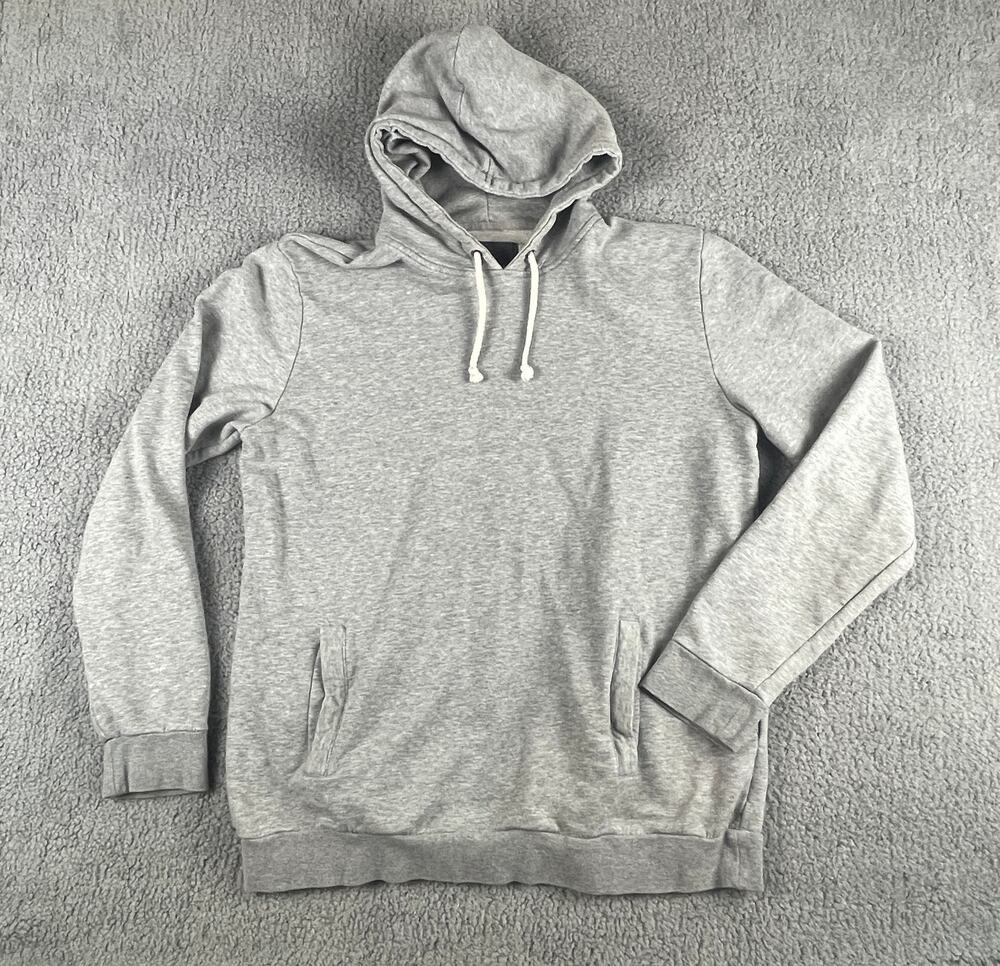 H&M Basic Women's L Gray Cotton Polyester Long Sleeve Pullover Hooded Sweatshirt